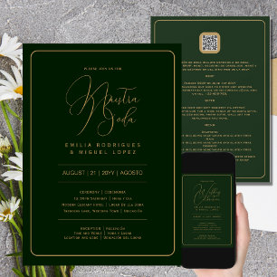 Convite Nuestra Boda   Casamento DOURADO VERDE, incluindo 