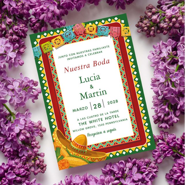 Convite Nuestra Boda Colorfull Mexicano Fiesta (Criador carregado)