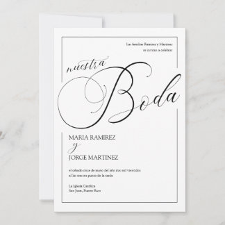 Convite Nuestra Boda_Elegante Casamento Espanhol