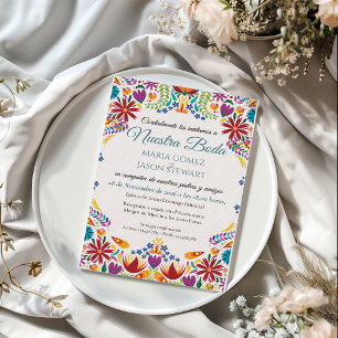 Convite Nuestra Boda Flores Botânica Casamento Espanhol