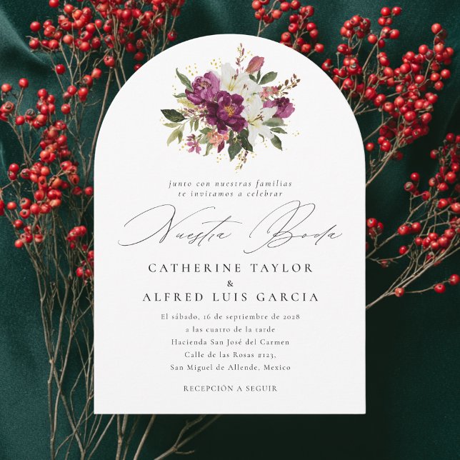 Convite Nuestra Boda Língua Espanhola Casamento de Script  (Criador carregado)