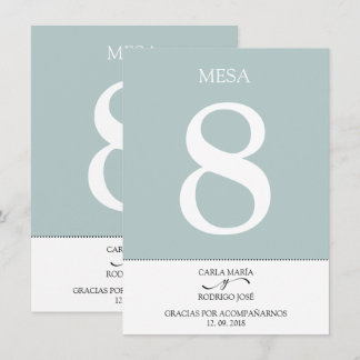 Convite NUESTRA BODA Número de Mesa em Espanhol Editável