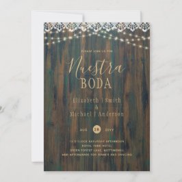 Convite NUESTRA BODA ORÇAMENTO LUZ RÚSTICA LACE Casamento