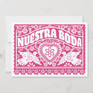 Convite Nuestra Boda Papel Picado Adora Pássaros