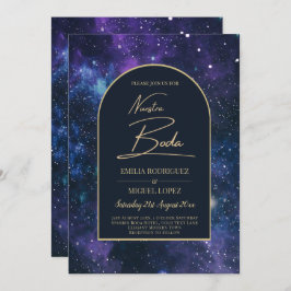 Convite NUESTRA BODA Starry Night Purple Blue INVITE
