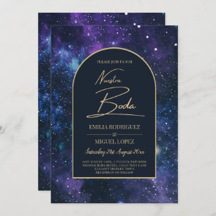 Convite NUESTRA BODA Starry Night Purple Blue INVITE