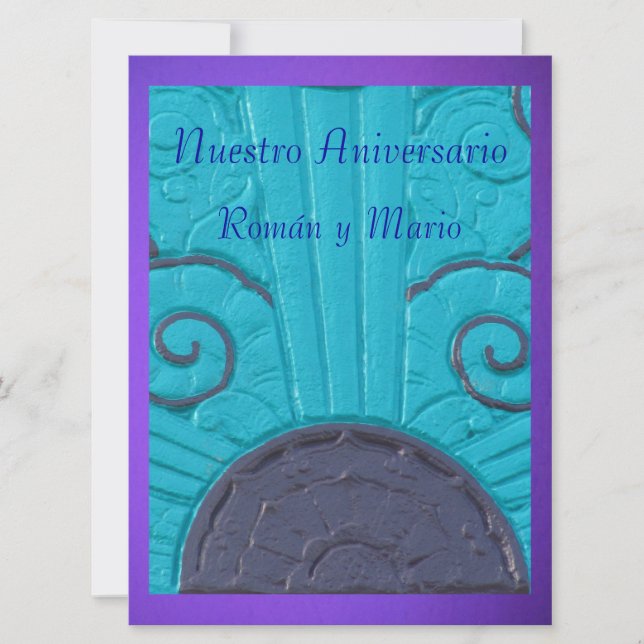 Convite - Nuestro Aniversario - Azul y púrpura (Frente)