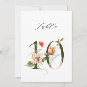 Convite Número Botânico Floral 5x7 Número 10, Número da Me