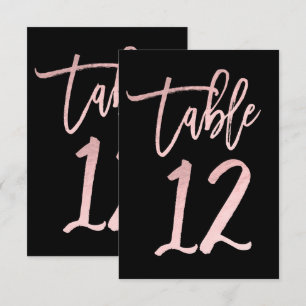 Convite Número da Mesa 12 Moderno em Folha Rosa Dourada Ro