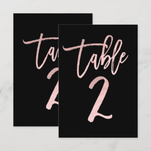 Convite Número da Mesa 2 Moderno em Folha Rosa Dourado Ros