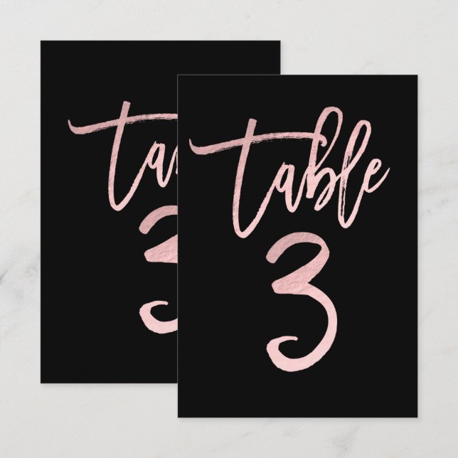 Convite Número da Mesa 3 em Moderno Rótulo de Letra com La (Frente/Verso)