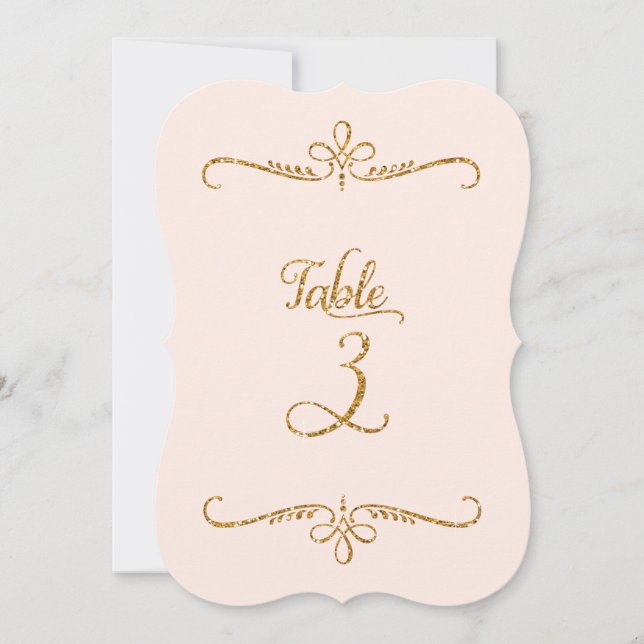 Convite Número da Mesa 3, Letreiro de Letra de Script Eleg (Frente)