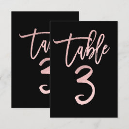 Convite Número da Mesa 3 Moderno em Folha Rosa Dourado Ros