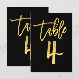 Convite Número da Mesa 4 em Letra Moderna com Folha de Our