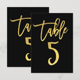 Convite Número da Mesa 5 em Grafia Moderna com Folha de Ou