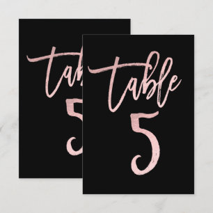Convite Número da Mesa 5 Moderno em Folha Rosa Dourado Ros