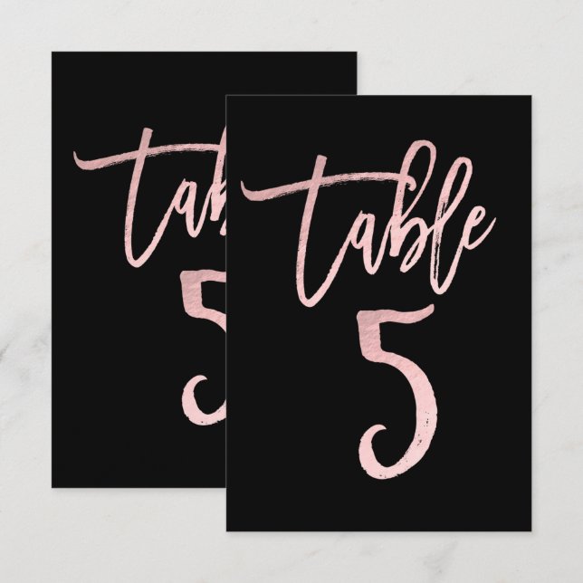 Convite Número da Mesa 5 Moderno Tom Rosa Dourado e Rosa M (Frente/Verso)