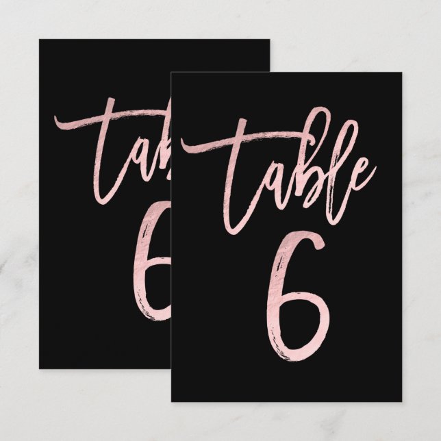 Convite Número da Mesa 6 Moderno em Tom Rosa Dourado e Ros (Frente/Verso)