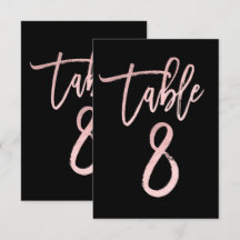 Número da Mesa 8 Moderno em Folha Rosa Dourada Ros