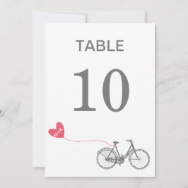 Convite Número da mesa bicicleta romântica com iniciais