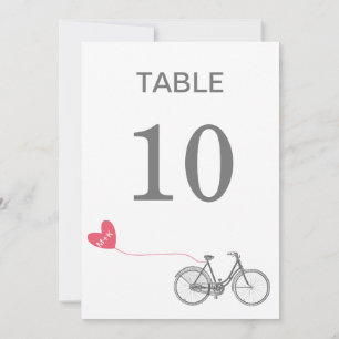 Convite Número da mesa bicicleta romântica com iniciais
