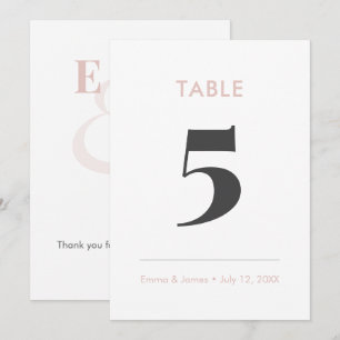 Convite Número da Mesa Blush Minimalista Ampersand