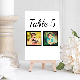 Convite Número da Mesa Branca de Foto de Casamento Elegant