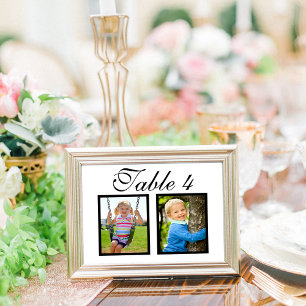 Convite Número da Mesa Branca de Foto de Casamento Elegant