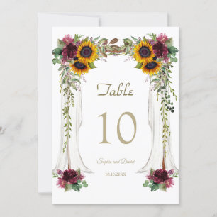 Convite Número da Mesa Casamento com Dossel de Girassóis B