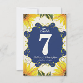 Convite Número da Mesa da Recepção de Casamento com Girass