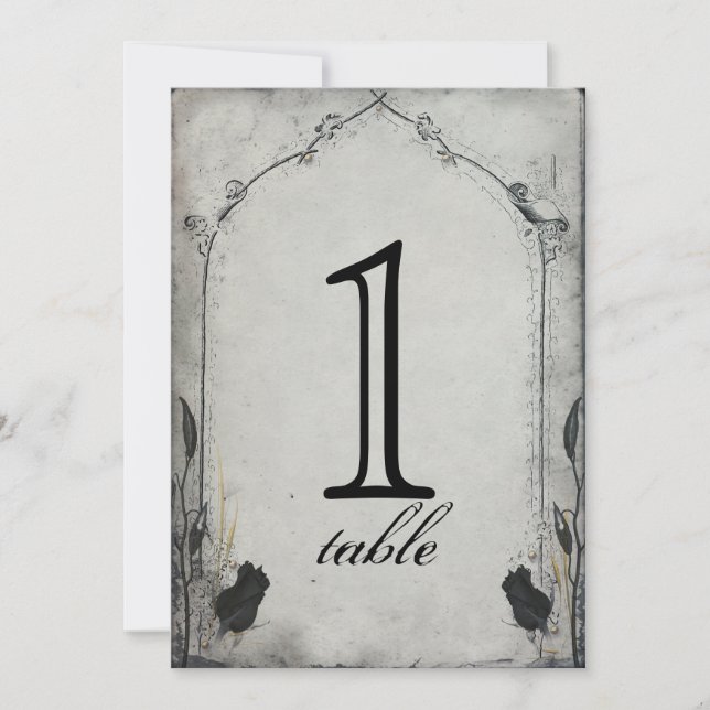 Convite Número da Mesa de Aniversário Treliça Rosa Preta G (Frente)