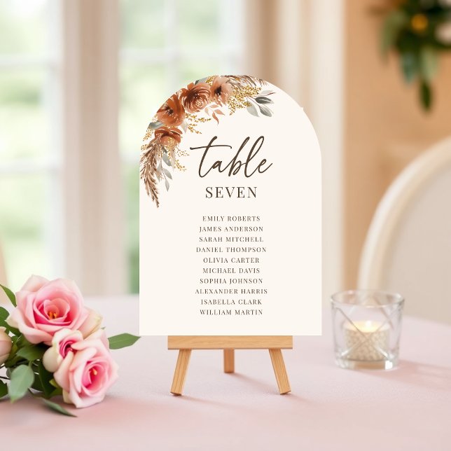 Convite Número da Mesa de Assentos de Terracota para Casam (Terracotta Fall Wedding Seating Table Number)