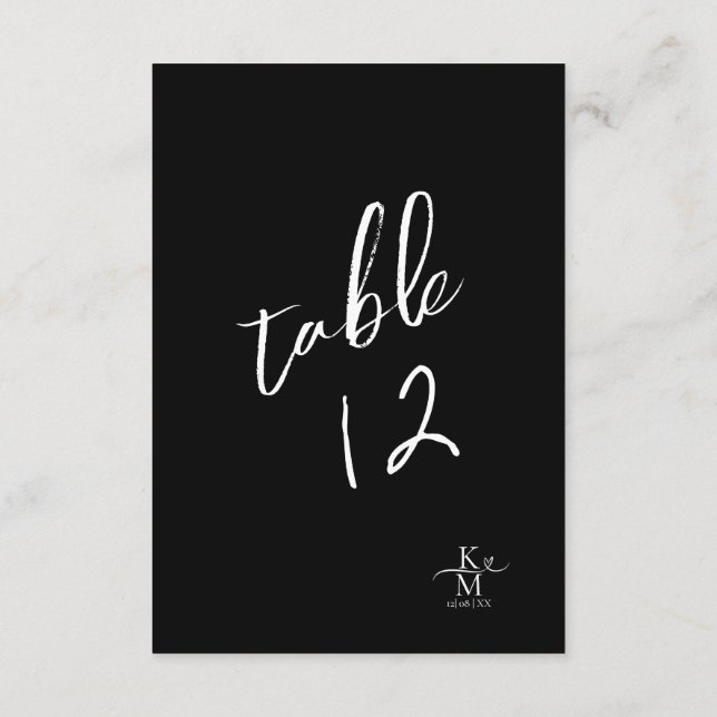 Convite Número da Mesa de Caligrafia Amor Branco B&W ID940 (Verso)