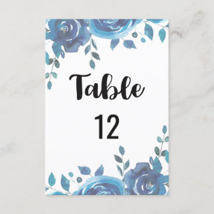 Convite Número da Mesa de Casamento Algo Azul Gráfico de A