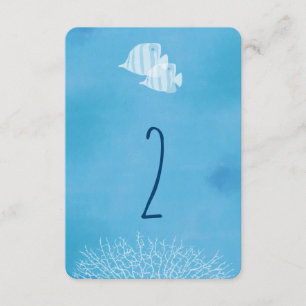 Convite Número da mesa de casamento aquarela de peixes tro