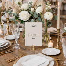 Número da Mesa de Casamento Bege Bold Tabela 3