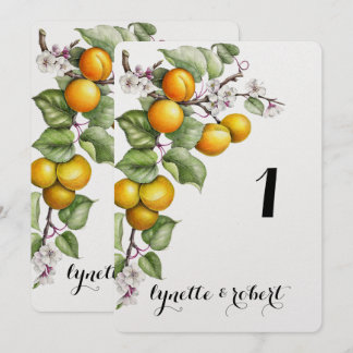 Convite Número da Mesa de Casamento com Aquarela de Frutas