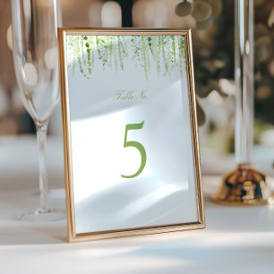 Convite Número da Mesa de Casamento com Folhagem em Cascat