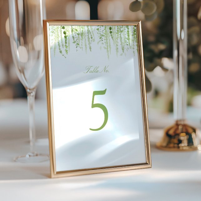 Convite Número da Mesa de Casamento com Folhagem em Cascat (Criador carregado)