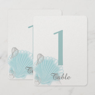 Convite Número da Mesa de Casamento da Praia da Concha Azu