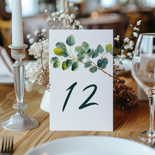 Convite Número da mesa de casamento da sucursal Eucalyptus