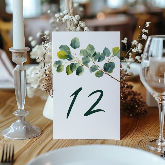 Convite Número da mesa de casamento da sucursal Eucalyptus (Eucalyptus branch wedding table number)