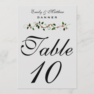 Convite Número da Mesa de Casamento de Férias de Dezembro