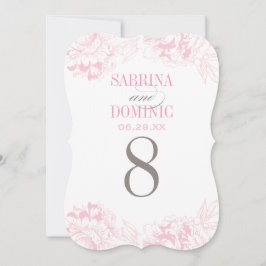 Convite Número da Mesa de Casamento de Penas Florais Elega