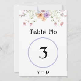 Convite Número da mesa de casamento de primavera com flore