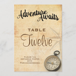 Convite Número da Mesa de Casamento de Viagens de Aventura