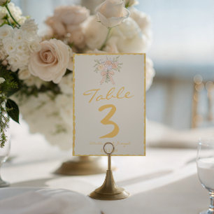 Convite Número da Mesa de Casamento Desenhado à Mão com Aq
