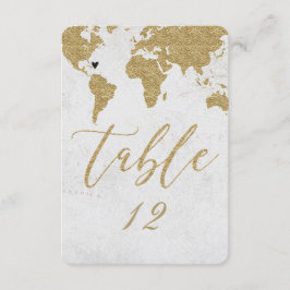 Convite Número da Mesa de Casamento Destino Mapa Mundial D