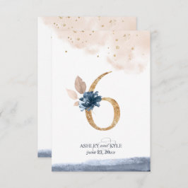 Convite Número da mesa de casamento em azul-marinho, rosa 