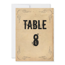 Número da Mesa de Casamento em Papel Marrom Grunge